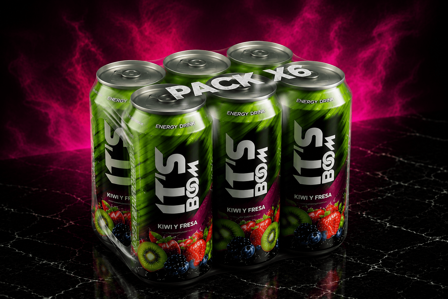 Six pack IT'S BOOM Kiwi y Fresa