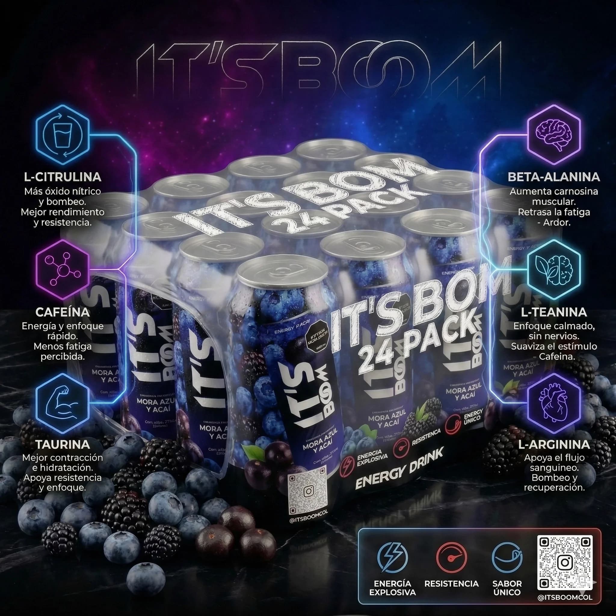24 pack IT'S BOOM Mora Azul Açaí